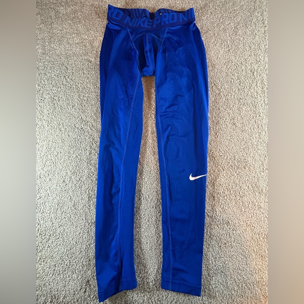 Nike Pro Combat Men's Leggings Sz Medium Blue Compression ‎ Running Stretch